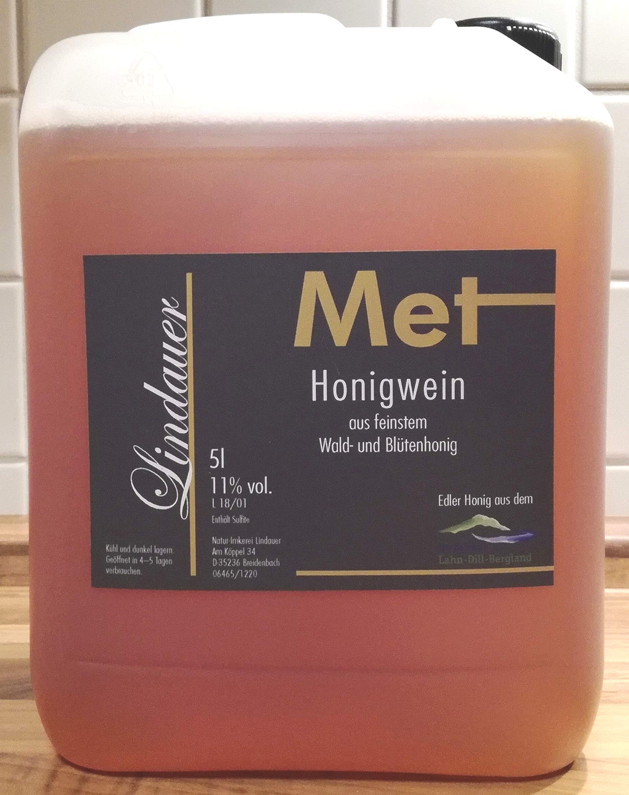 Original Lindauer MET - Lieblicher Honigwein, 11%, 5 L, Premium Met aus Deutschland