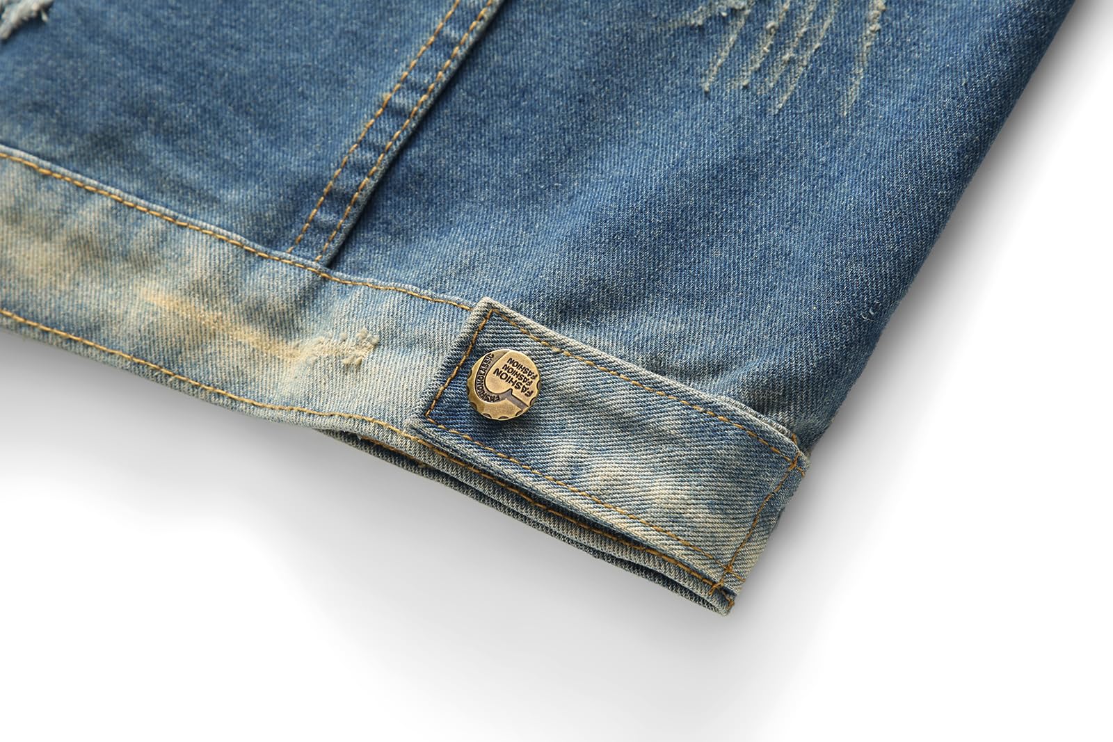 KUDORO Gilet homme Denim Déchiré Veste Gilet sans Manches en Jeans Vintage Gilet Denim Veste à la Mode Motard