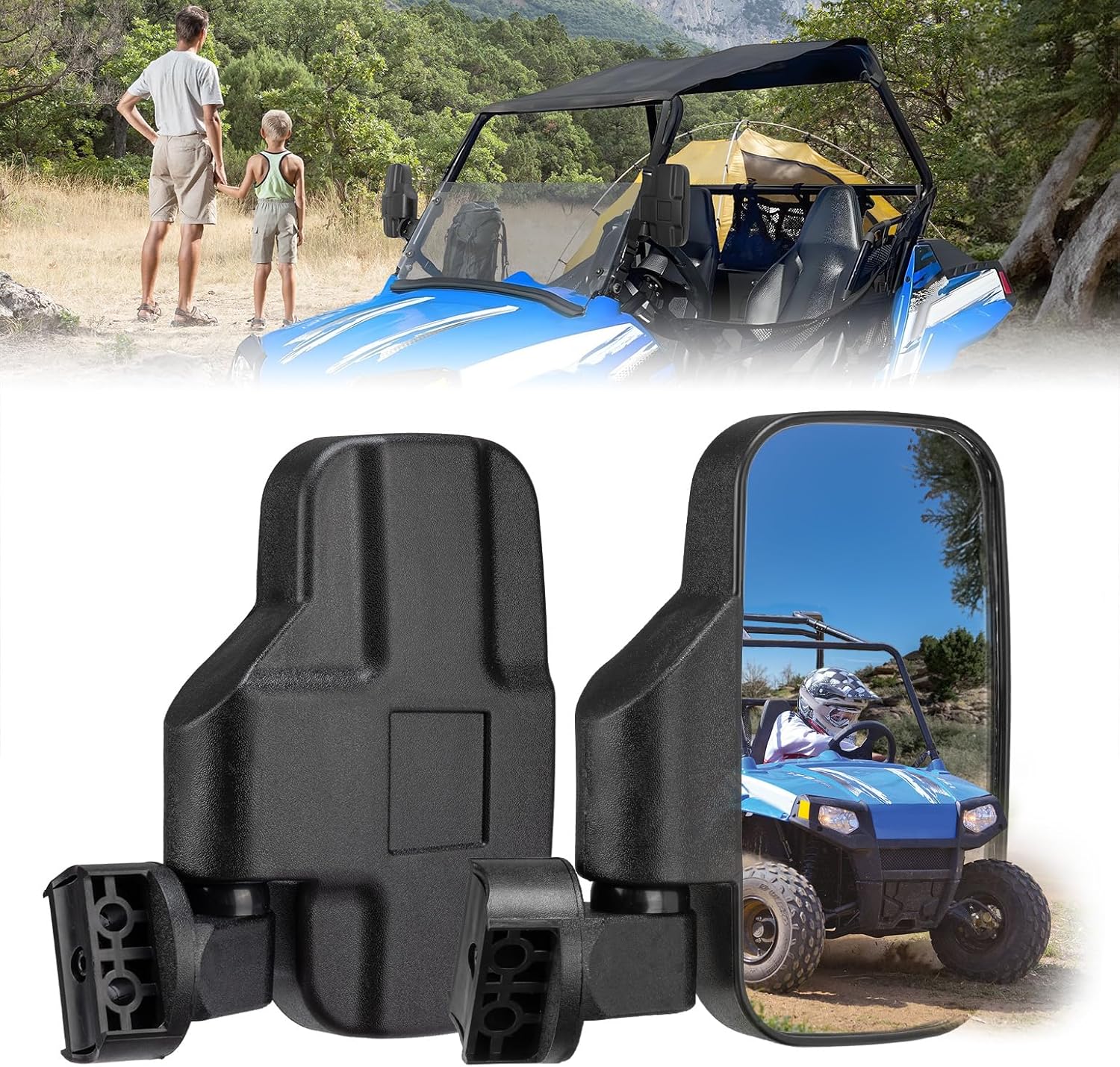 KEMIMOTO Mini Youth UTV Side Mirrors Fits 0.75 in - 1.25 in Roll Cage Compatible with Polaris RZR 170 Ranger RZR 170 KAYO S200, Go Karts, Golf Cart, XTV Boat Mirrors Shatter Proof Tempered Glass