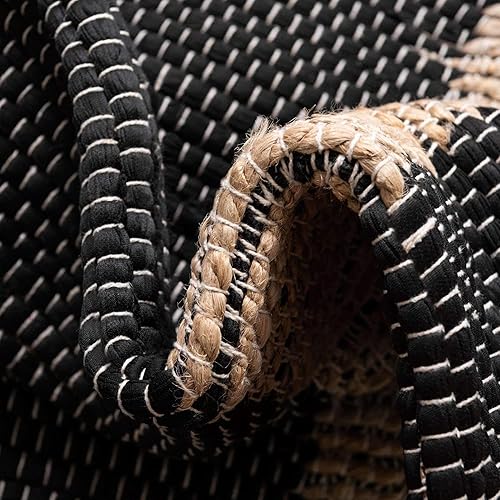 Miniatura 5 de Unique Loom Chindi Jute Collection - Alfombra rectangular de 5 pies 1 pulgada x 8 pies, color negro y azul marino