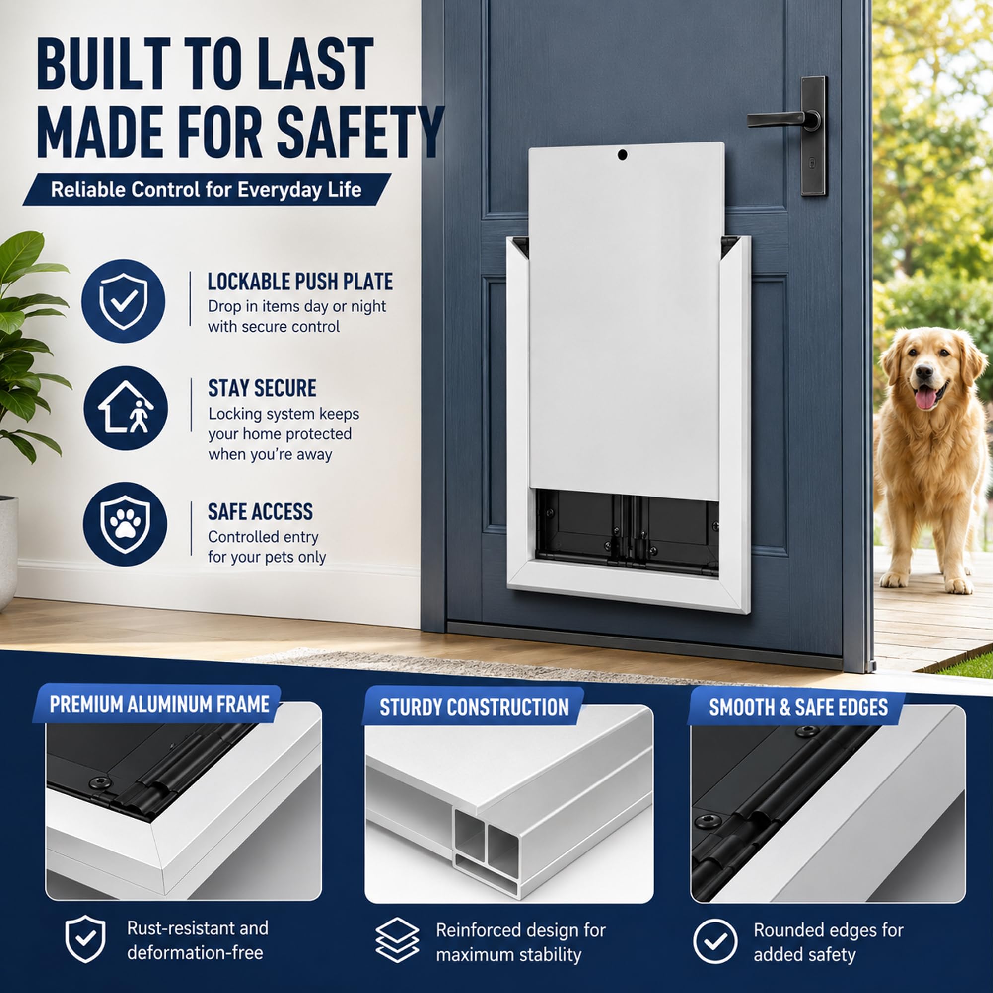 Aluminium hundeklappe, Double Volet Magnétique hundeklappe für große Hunde