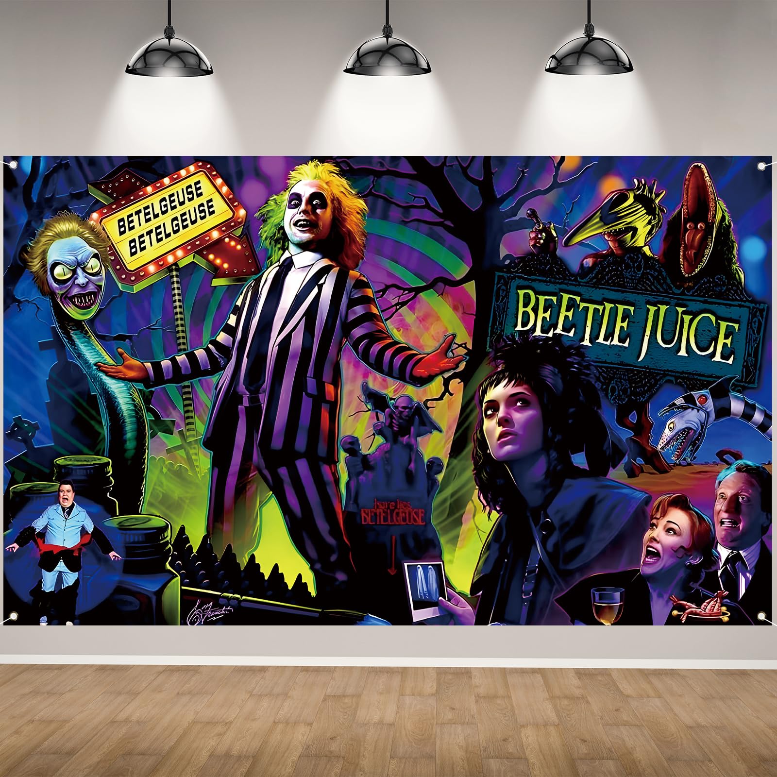 Rvsticty Scary Creepy Halloween Photo Backdrop Classic Movie Role Banner Horror Party Decorations and Supplies for Home
