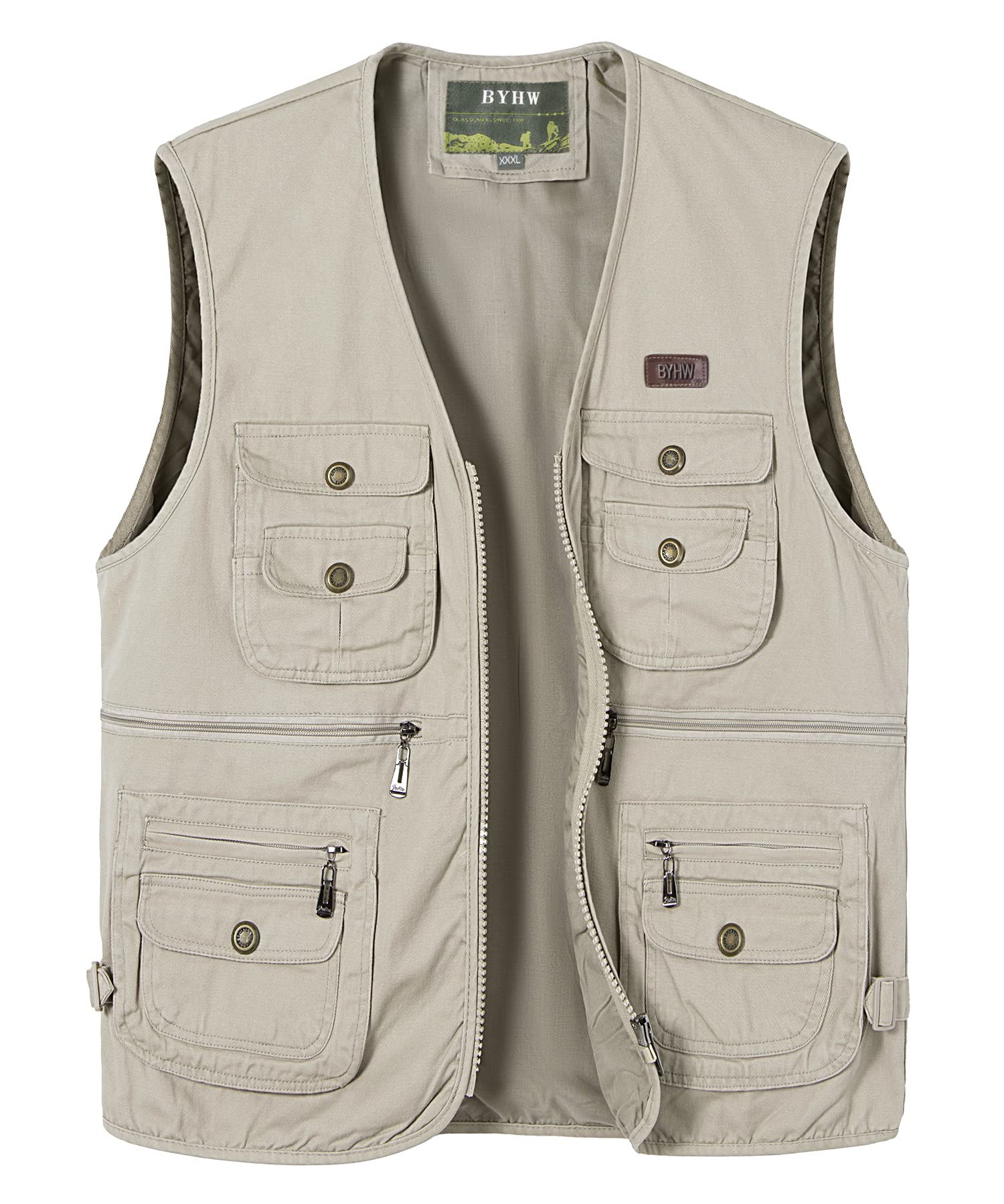 Chaleco de Pesca para Hombre con Multibolsillos Chaleco de Fotografia Caza Algodón Chaquetas sin Mangas Tipo Safari