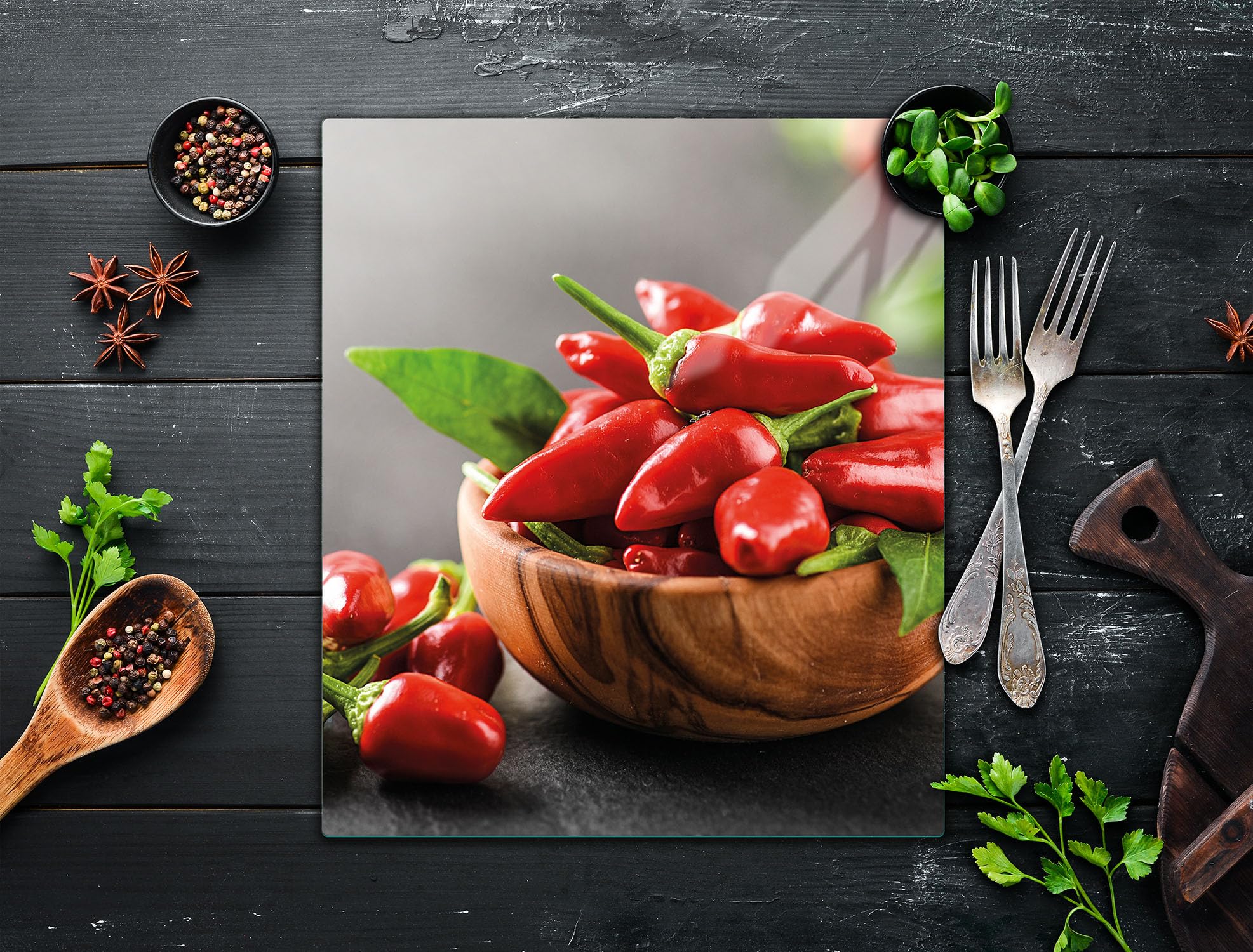 TMK ArtDeko Copri Piano Cottura In Vetro 45x52 Cm: Tagliere, Paraspruzzi E Protezione Universale Per Cucina - Motivo Musica