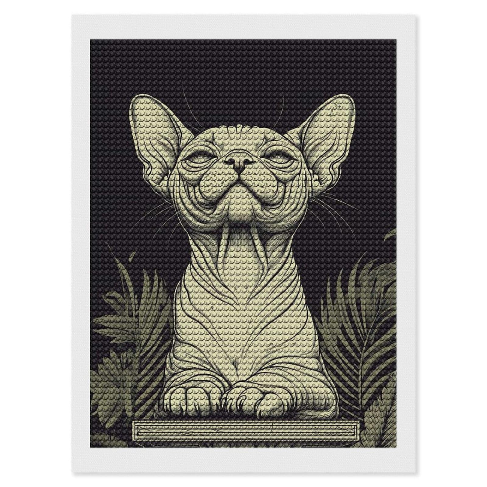 Junmoney Smiling Sphynx Cat Diamond Painting Set 12"x16", Modern Decor, for Beginners, Printed Canvas, Thoughtful Handmade Gift, with Tool Kit
