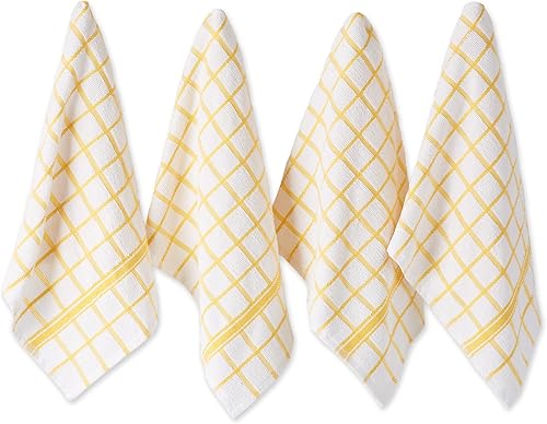 Miniatura 1 de DII Basic Terry Collection - Juego de paños de cocina con ventana, 16 x 26 pulgadas, color amarillo, 4 unidades