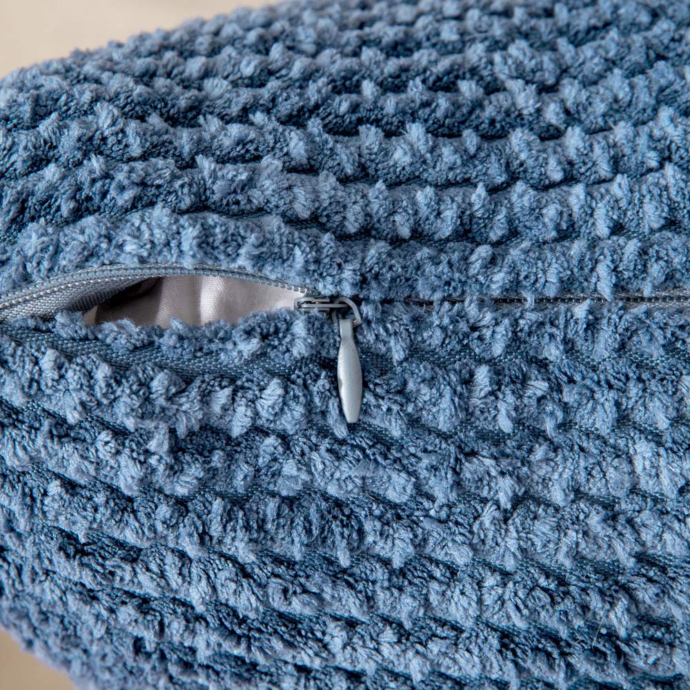 Set van 2 sierkussens ZINNIA Corduroy 43 x 43 cm Groenblauw effen