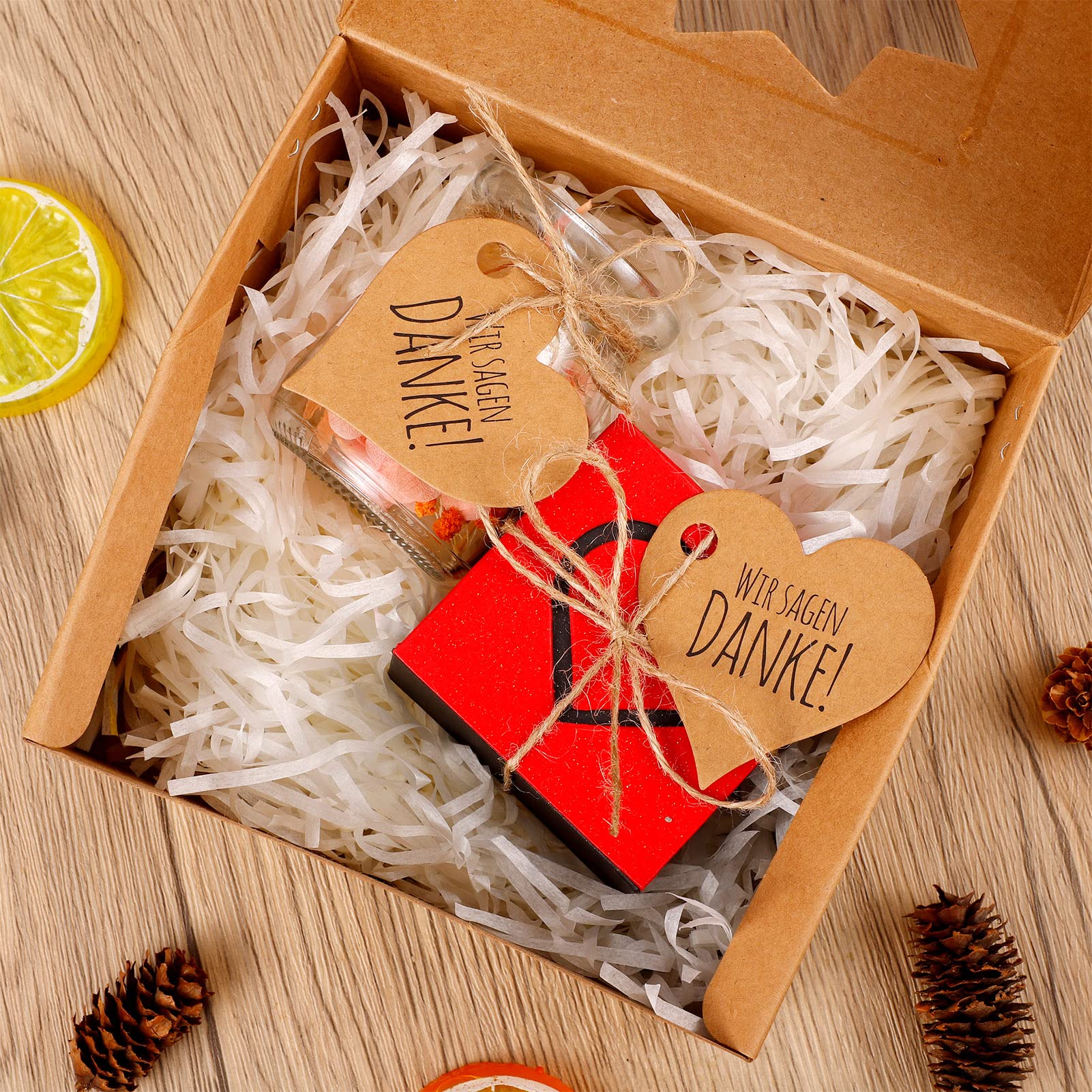Etichette Rettangolari Regalo in Carta Kraft Tag Cartoncino, 9x4,5CM, 100 pezzi e Spago di Iuta