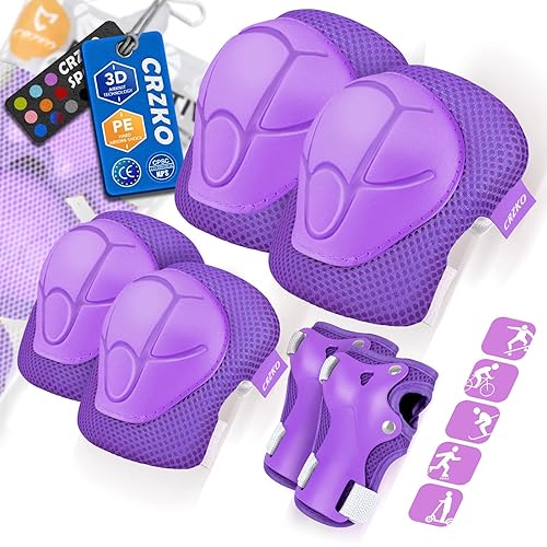 Juego de rodilleras y coderas para niños, rodilleras para niños y jóvenes de 3 a 15 años con correa ajustable para patines de ruedas, patinaje en