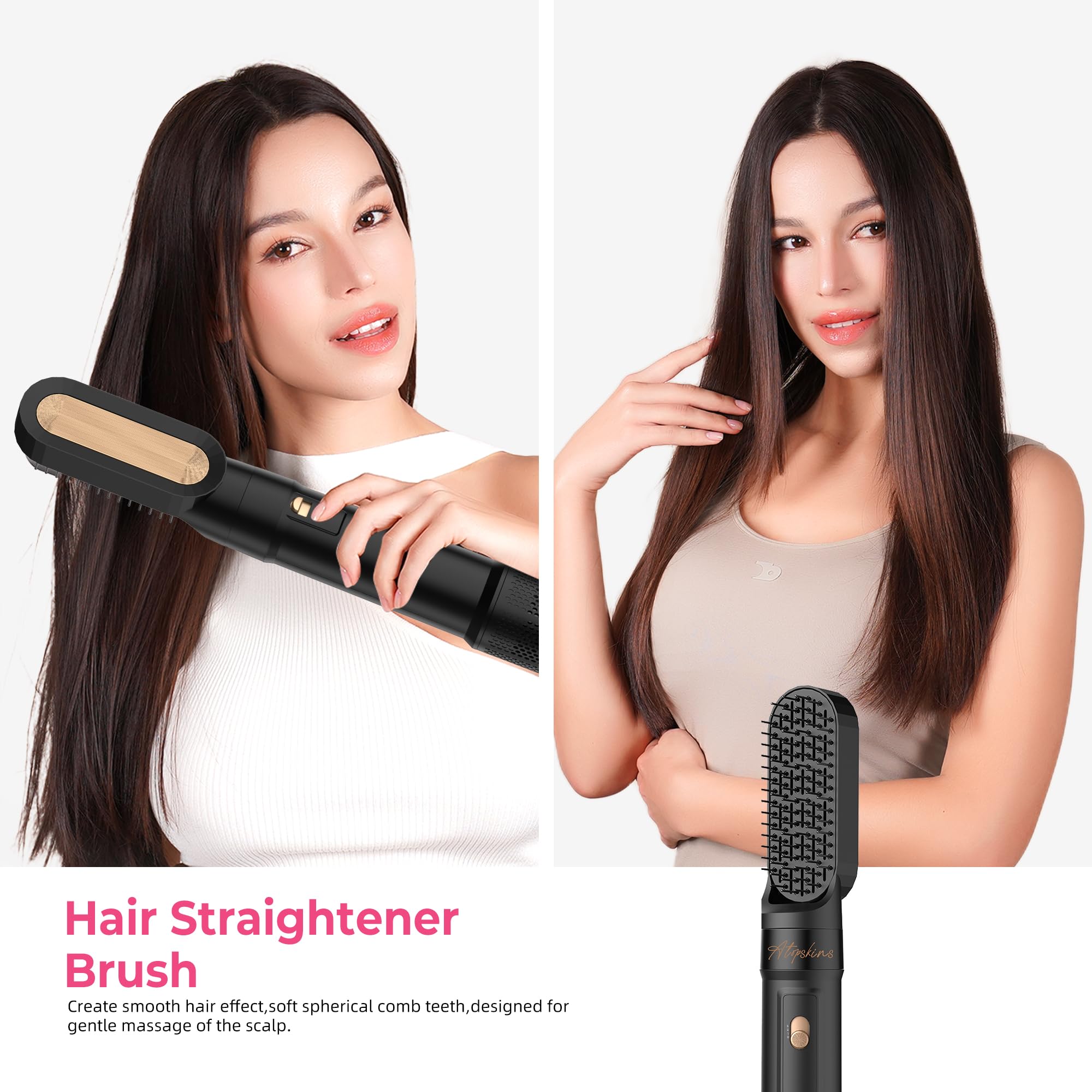 Atopskins Airstyler 6 en 1, Secador Pelo Profesional, 6 en 1 Secador y Cepillo de Pelo con Hair Dryer, Cepillo Alisador Pelo, Secador Pelo Rizado, Thermal Brush, Cepillo de Aire Caliente, Regalos