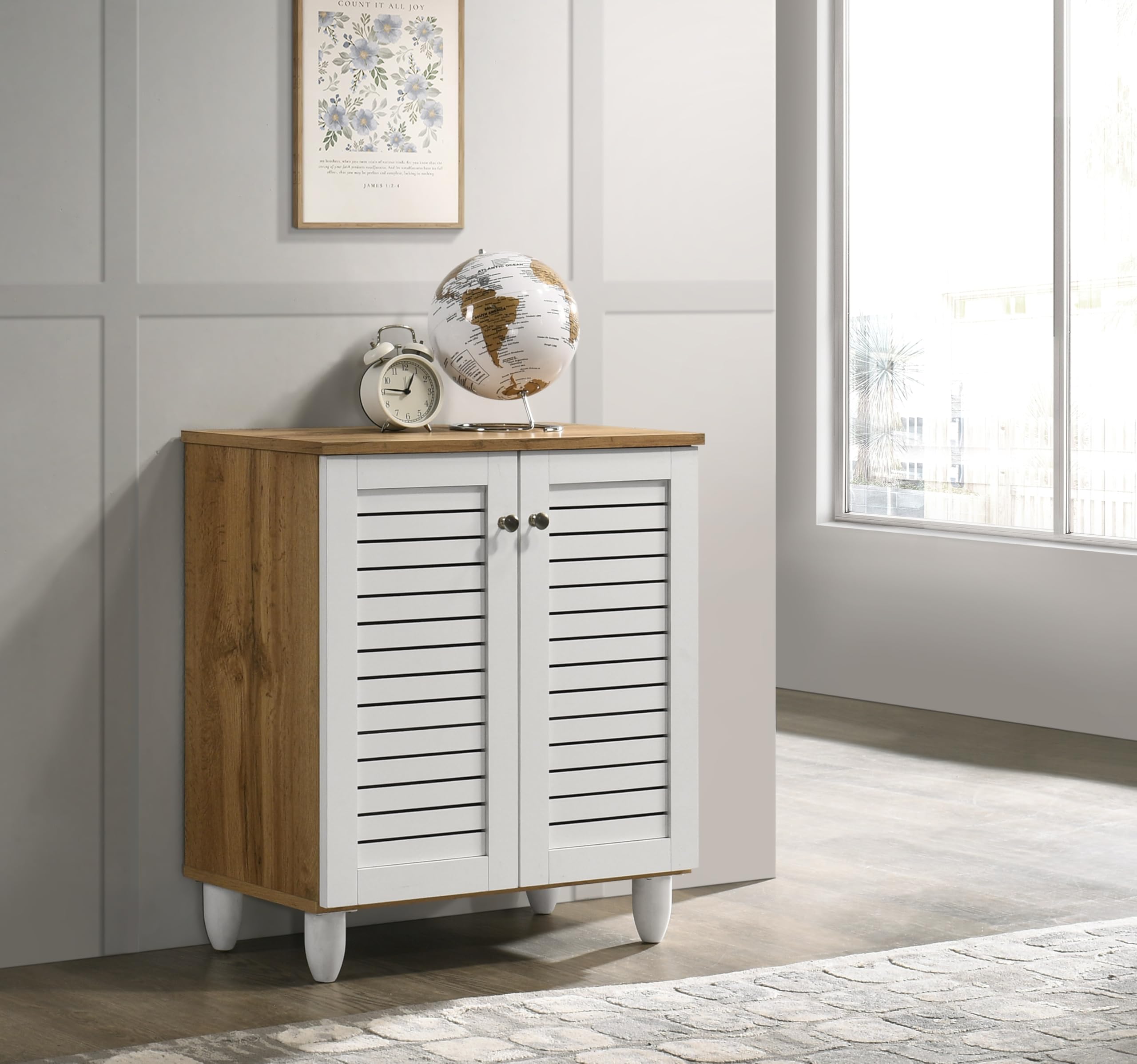 DeckUp Capri 2-Door Engineered Wood Shoe Rack (Wotan Oak & White