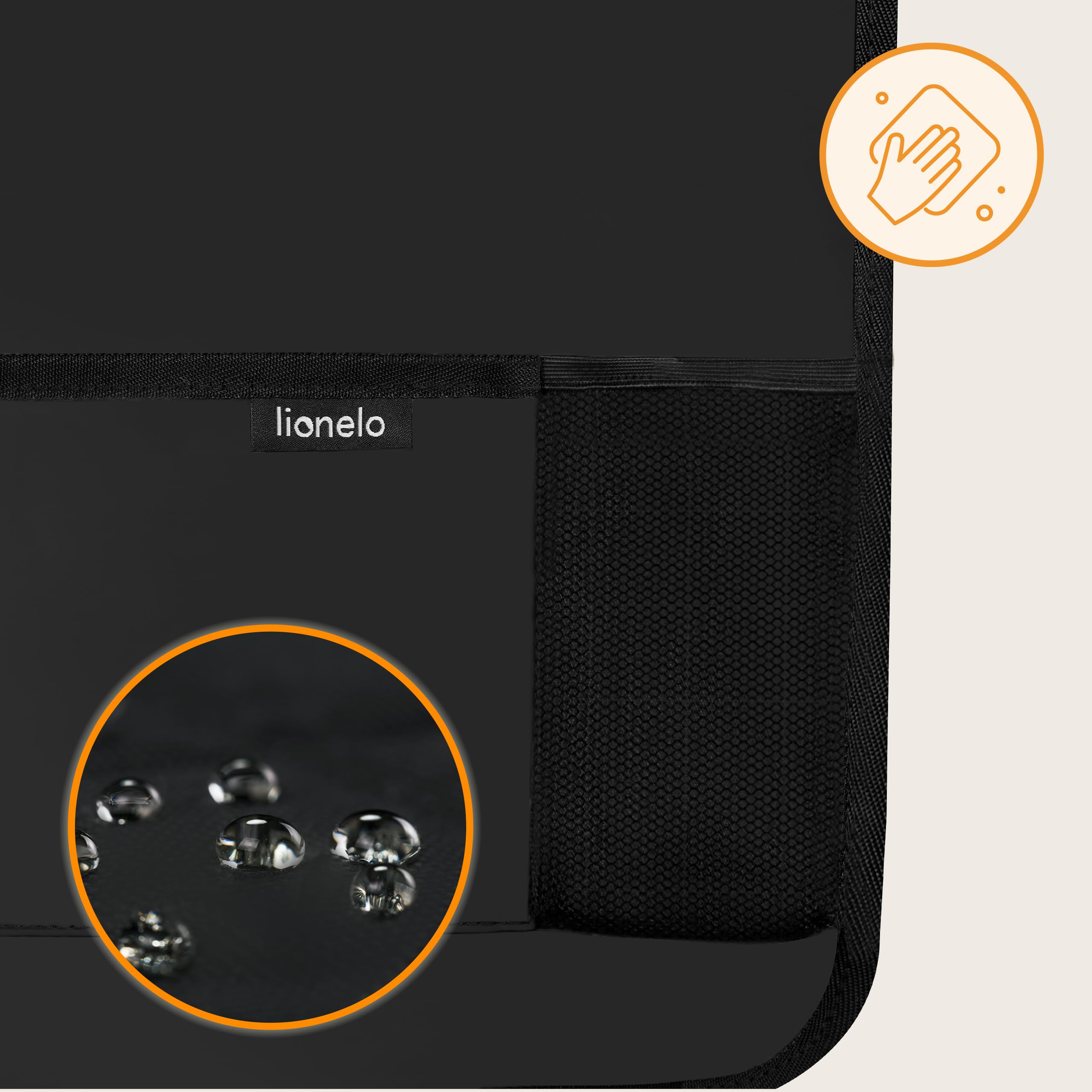 LIONELO SEATORGANIZER Uniwersalny Organizer na Fotel Samochodowy dla Dzieci, Wodoodporny Ochraniacz na Oparcie Fotela, Organizer na Tablet 13 cali, 5 Kieszeni, Szybki Montaż