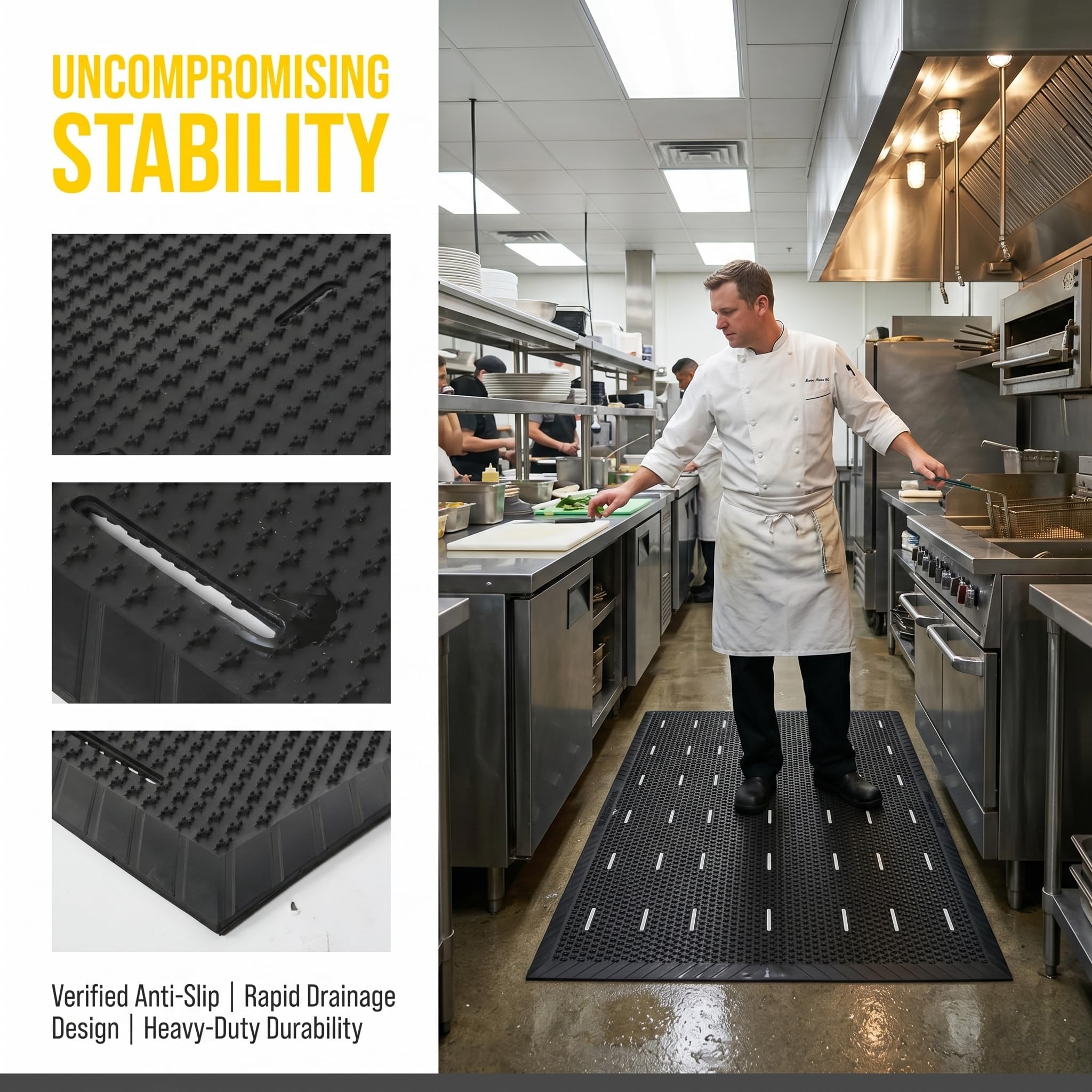 jxgzyy Paillasson d'entrée extérieure, tapis d'entrée robuste avec dos antidérapant, tapis en caoutchouc imperméable à profil bas, facile à nettoyer pour terrasse, entrée, noir