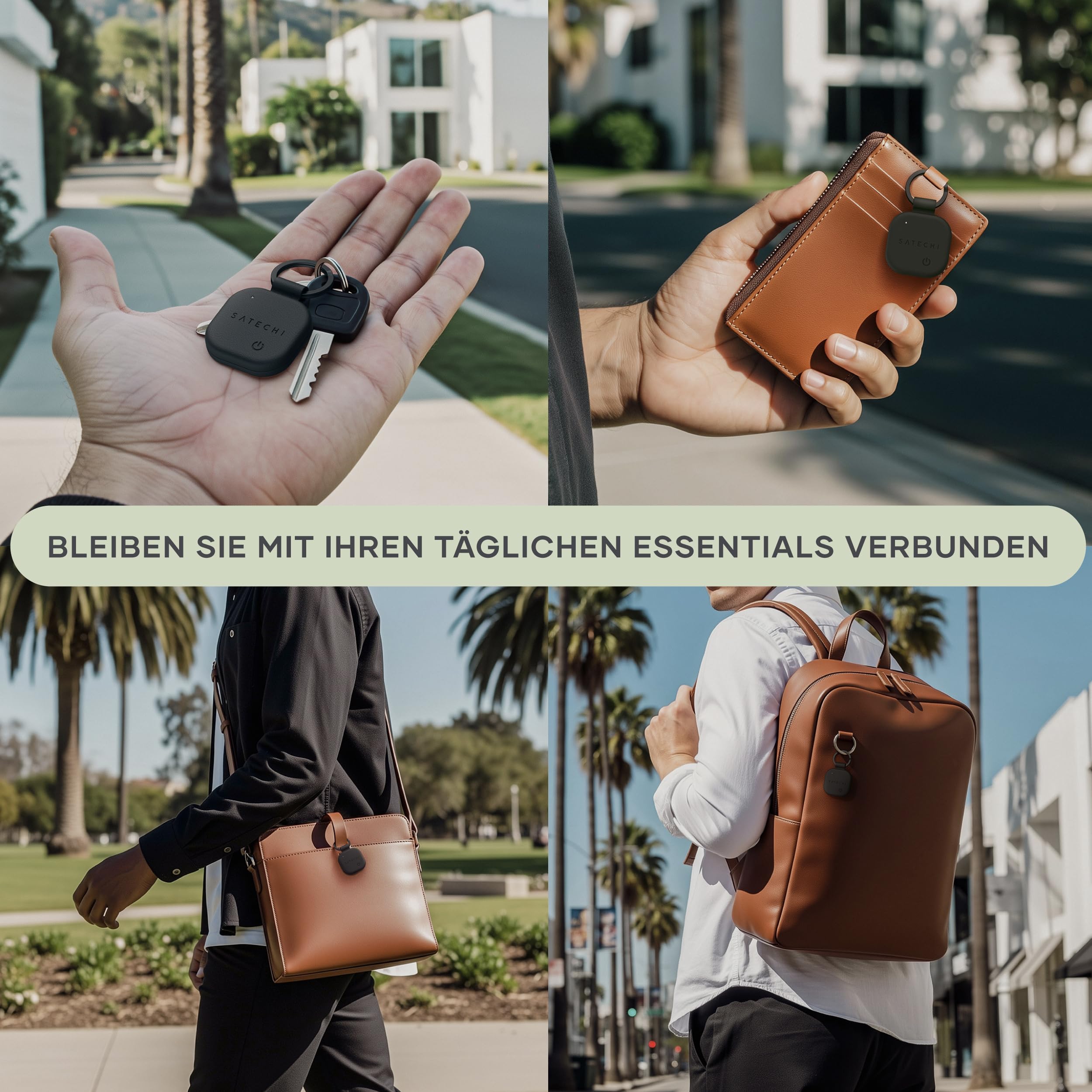 SATECHI FindAll Schlüsselanhänger mit Find My, Tracker, Ortung, Standortverfolgung, kabellos aufladbar, Trennungsalarm, lauter Signalton, kompatibel mit iPhone, iPad, Mac – Schwarz