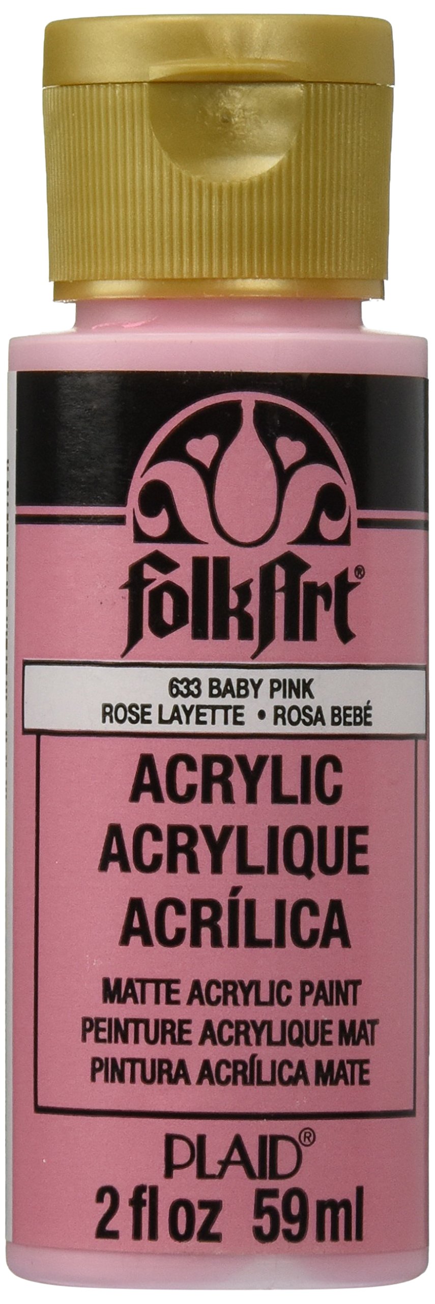 FolkArt Acrylic Paint in Assorted Colors (2 oz), 633, Baby Pink