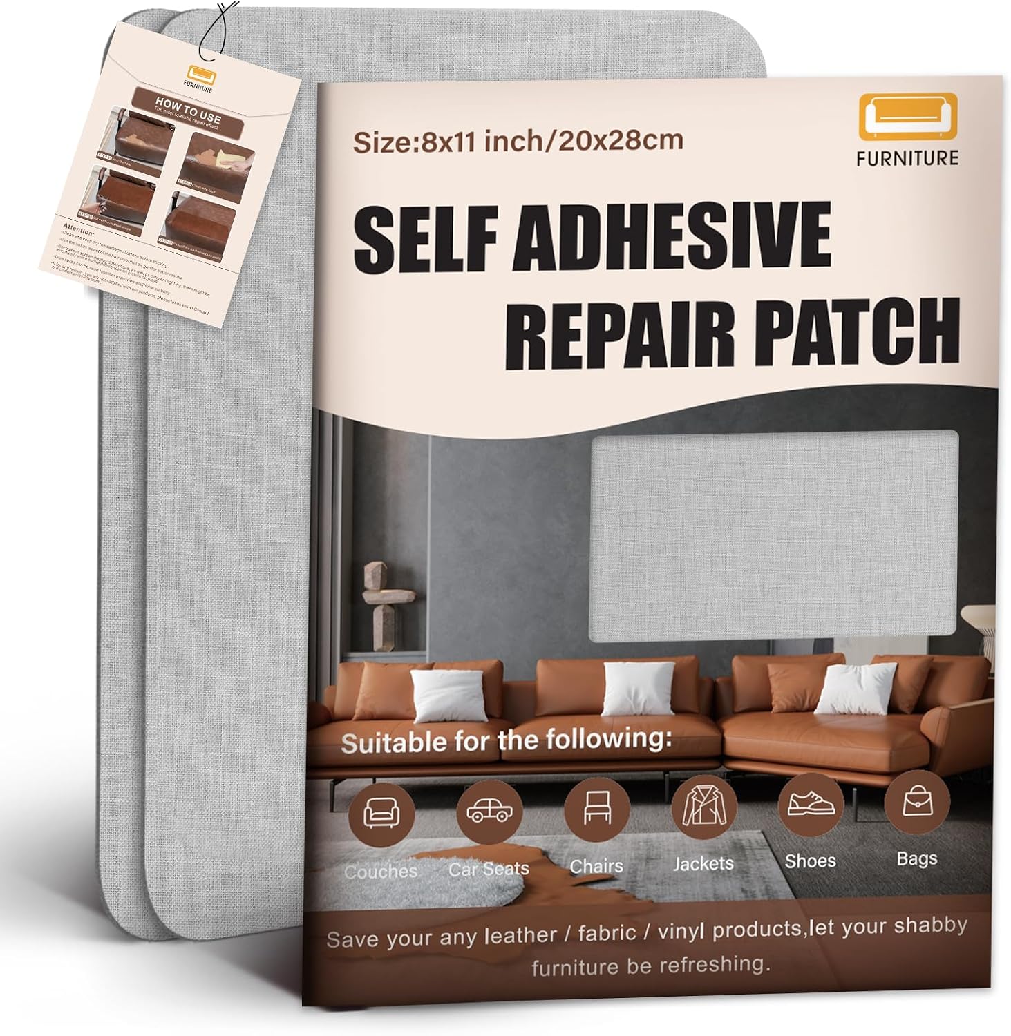 Cahomo 3PCS 11 x 8 inch Fabric Repair Patches, SelfAdhesive