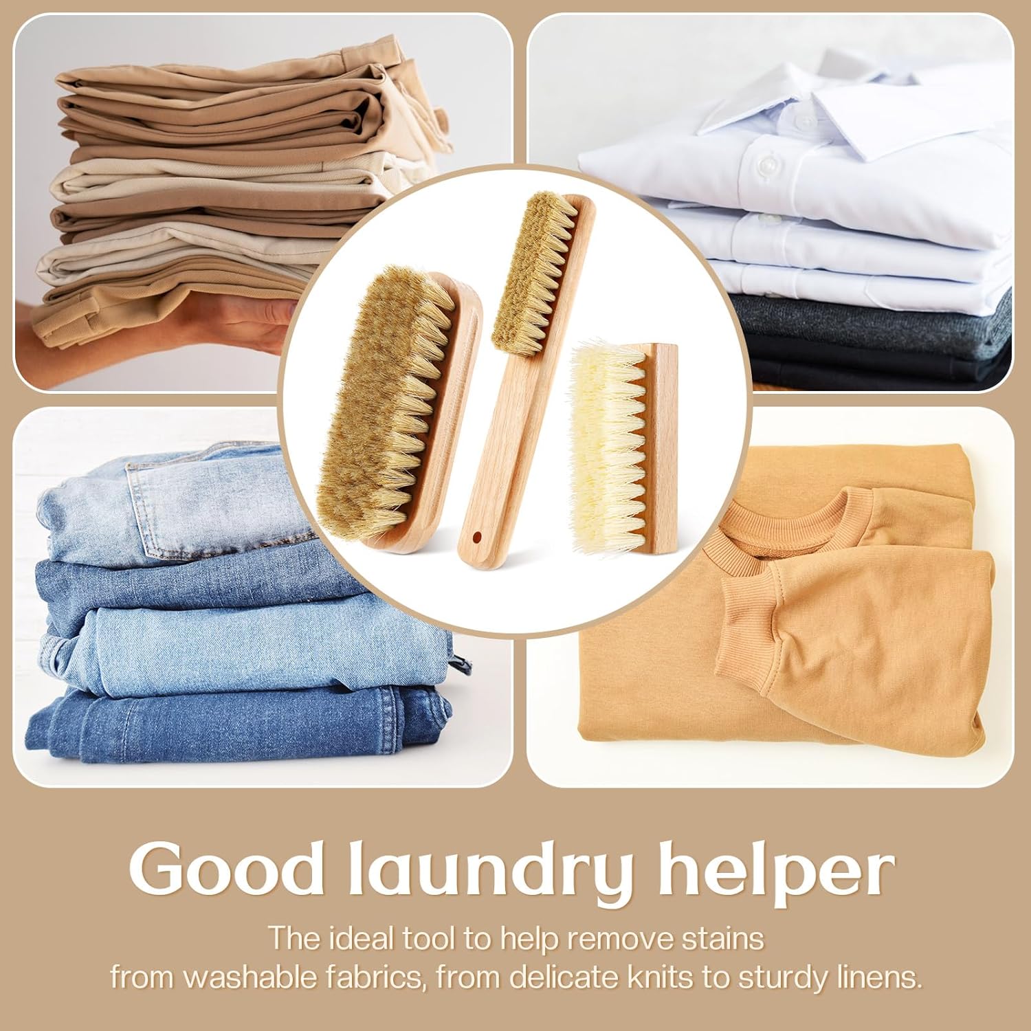 3 Pcs Wood Laundry Stain Brush Stain Remover Brushes with Boar Bristle Small Stain Brush for Clothes for Scrubbing Stains from Furniture Fabric Leather(3 Pcs F) - Image 6