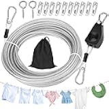 Windspeed 50Ft Retractable Clothesline Outdoor Heavy Duty Travel Clothesline Retractable Clothes Line for Outside Travel Camping Clothes Line, Galvanized Steel Material, with 10 Clips, Storage Bag