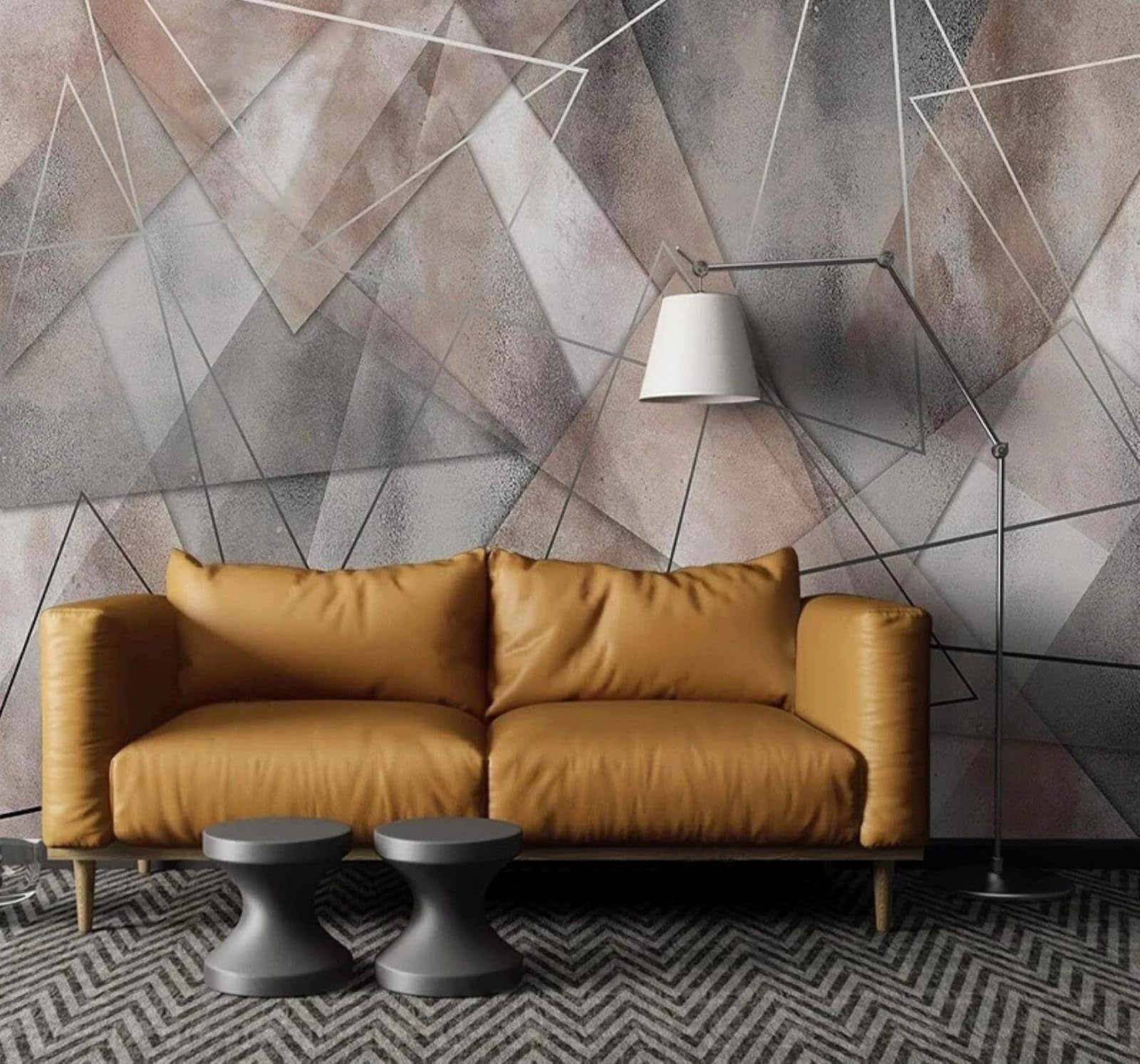 Xlming 430Cm×300Cm(B×H) Abstract Retro Three Dimensional Geometric Unique 3D Wallpaper Luxury Silk Study Dining Feature Sofa Grey Bedroom Living Room Tv Decorative Wall-430Cm×300Cm
