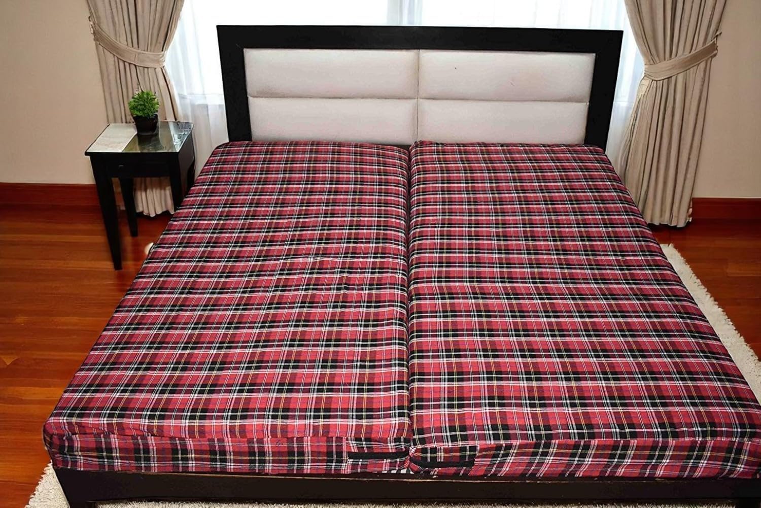 CASA-NEST Cotton Mattress Cover for Double Bed with Zip/Chain 72x36x5, Set of 2 Multicolour100-image-5