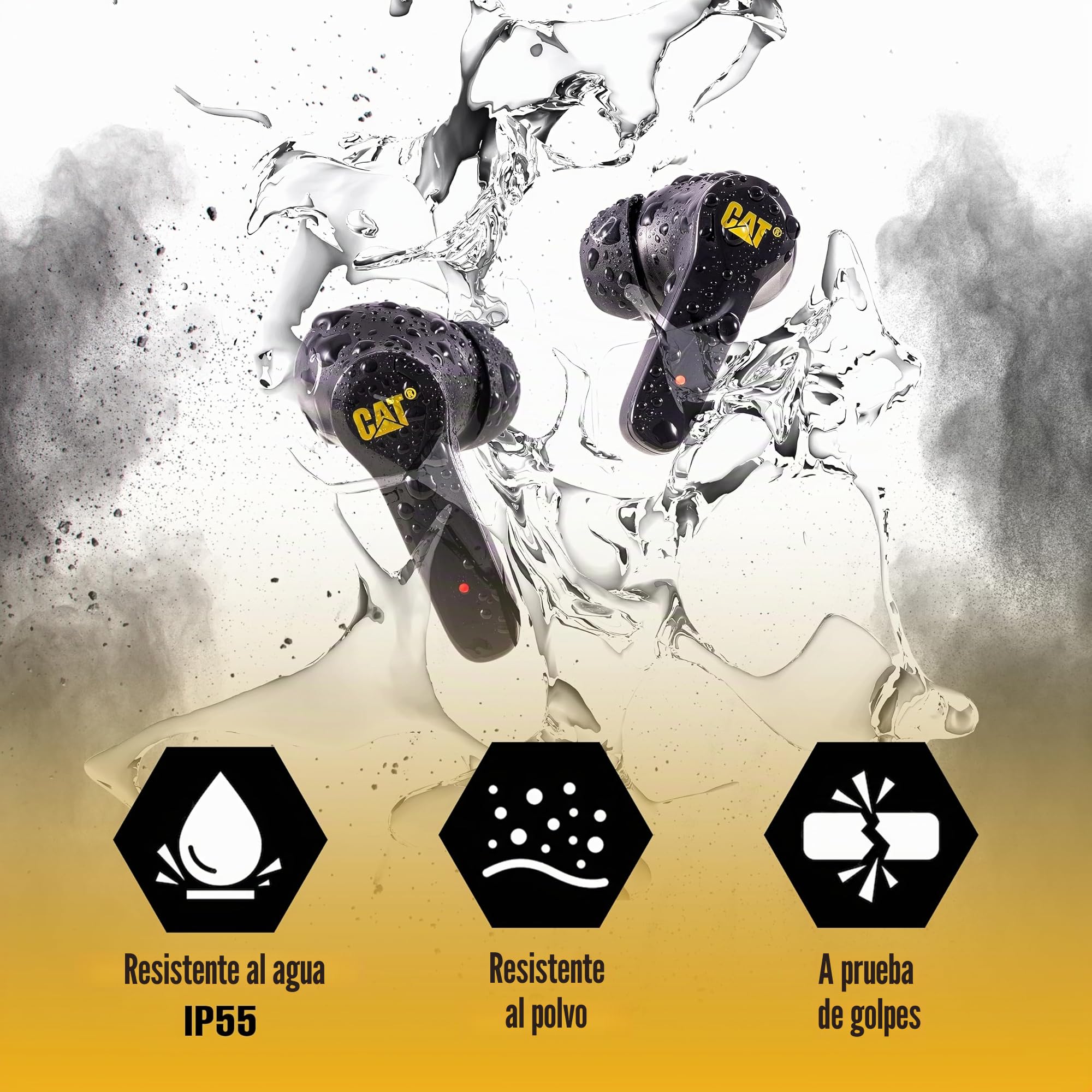 CAT Audífonos Bluetooth con cancelación de ruido - Auriculares inalámbricos resistentes para trabajos difíciles - A prueba de polvo, a prueba de golpes, resistentes al agua para entrenar - Auriculares