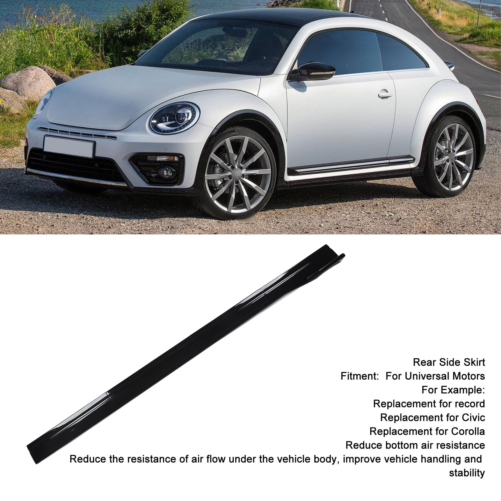 78.7in Gloss Black Side Skirt Extension Rocker Panel Spoiler Lip Splitter per Universal Car, Riduce la Resistenza All'aria, Migliora L'aspetto