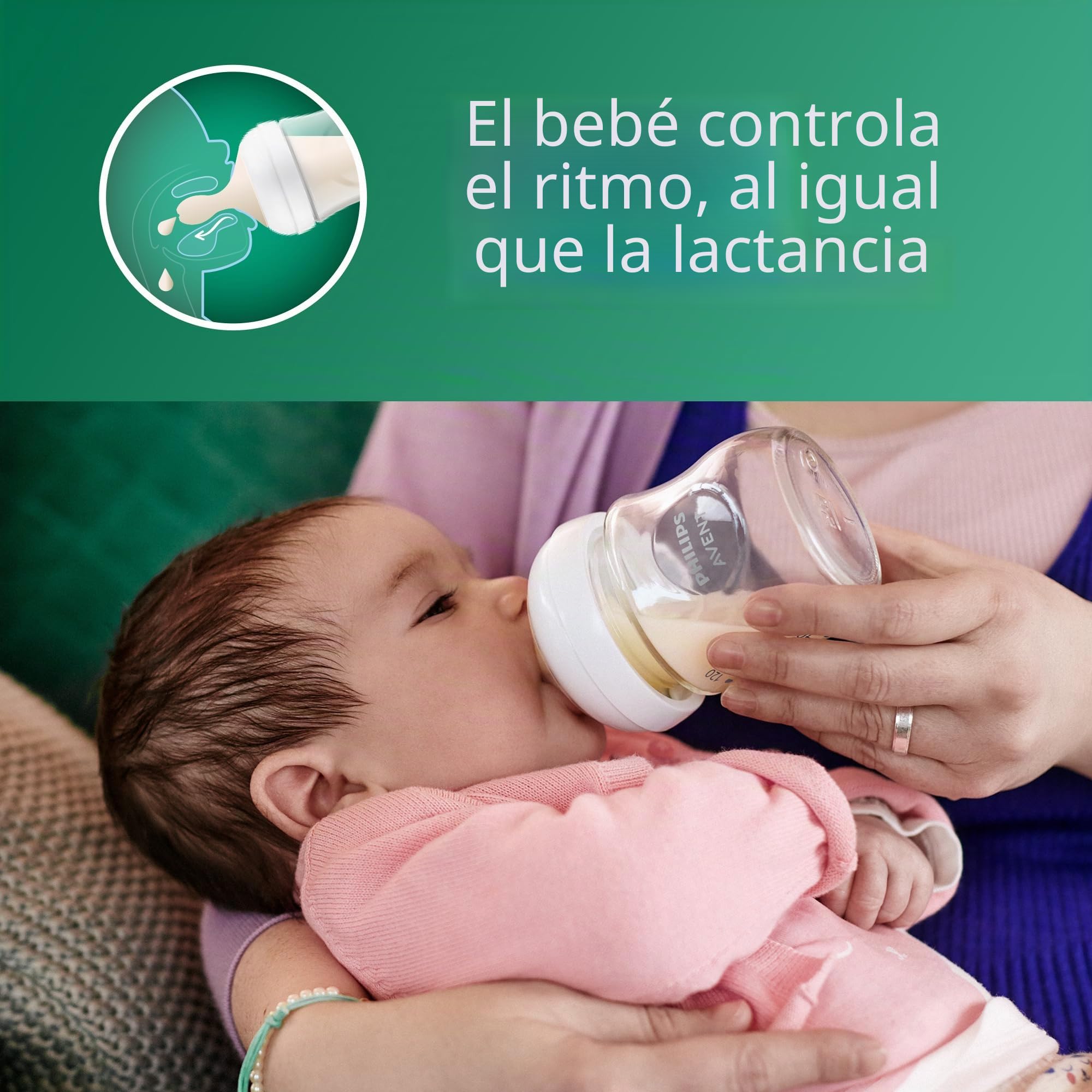Philips AVENT SCD858/01 - Biberón de cristal con tetina de reacción natural, set de regalo para bebé