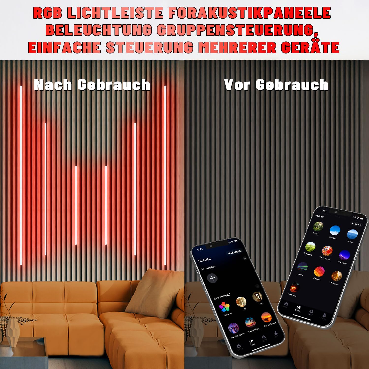 LICHASER 6 Nero Incasso LED Striscia per Pannelli Fonoassorbenti, WiFi Profilo Alluminio per Strisce LED Compatibile con Alexa, Bianca Calda Autoadesiva per Pannelli Acustici (2*32+2*40+2*60 cm)