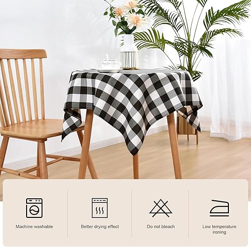 Miniatura 4 de Wolkemer Mantel cuadrado pequeño a cuadros en blanco y negro a cuadros para comedor, cocina, decoración de mesas de fiesta, 36 x 36 pulgadas