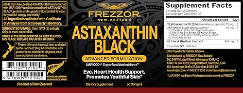 Miniatura 2 de FREZZOR Astaxantina negra 12 mg  Suplemento de belleza antienvejecimiento antioxidante  Recuperación de ejercicio para la piel, ojos, nervios,