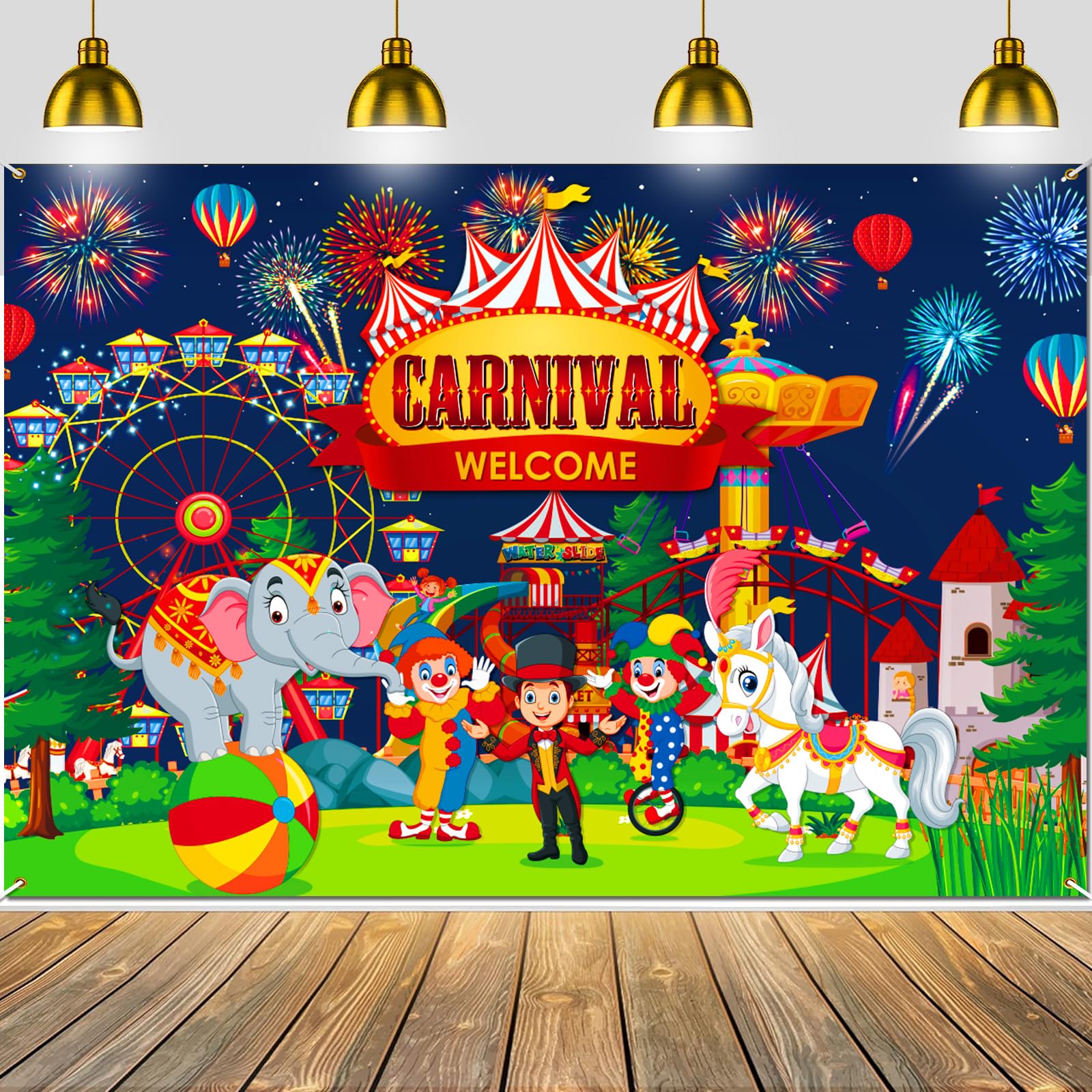 Premium Carnival Circus Backdrop Banner, Large 72x44in, Classic Design, HQ Fabric, HD Printing, Ideal Carnival Circus Theme Party Decorations
