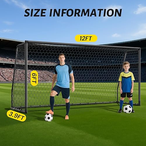 Miniatura 2 de NAIZEA Porterías de fútbol  24x821x718x712x616x710x68x66x4 pies para patio trasero  Portería de fútbol de metal para jóvenes adultos  Varios tamaños