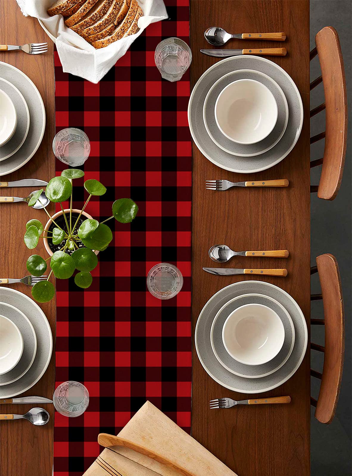 テーブルランナー　2点 Amazon｜テーブルランナー テーブルセンター 食卓ランナー 赤と黒の