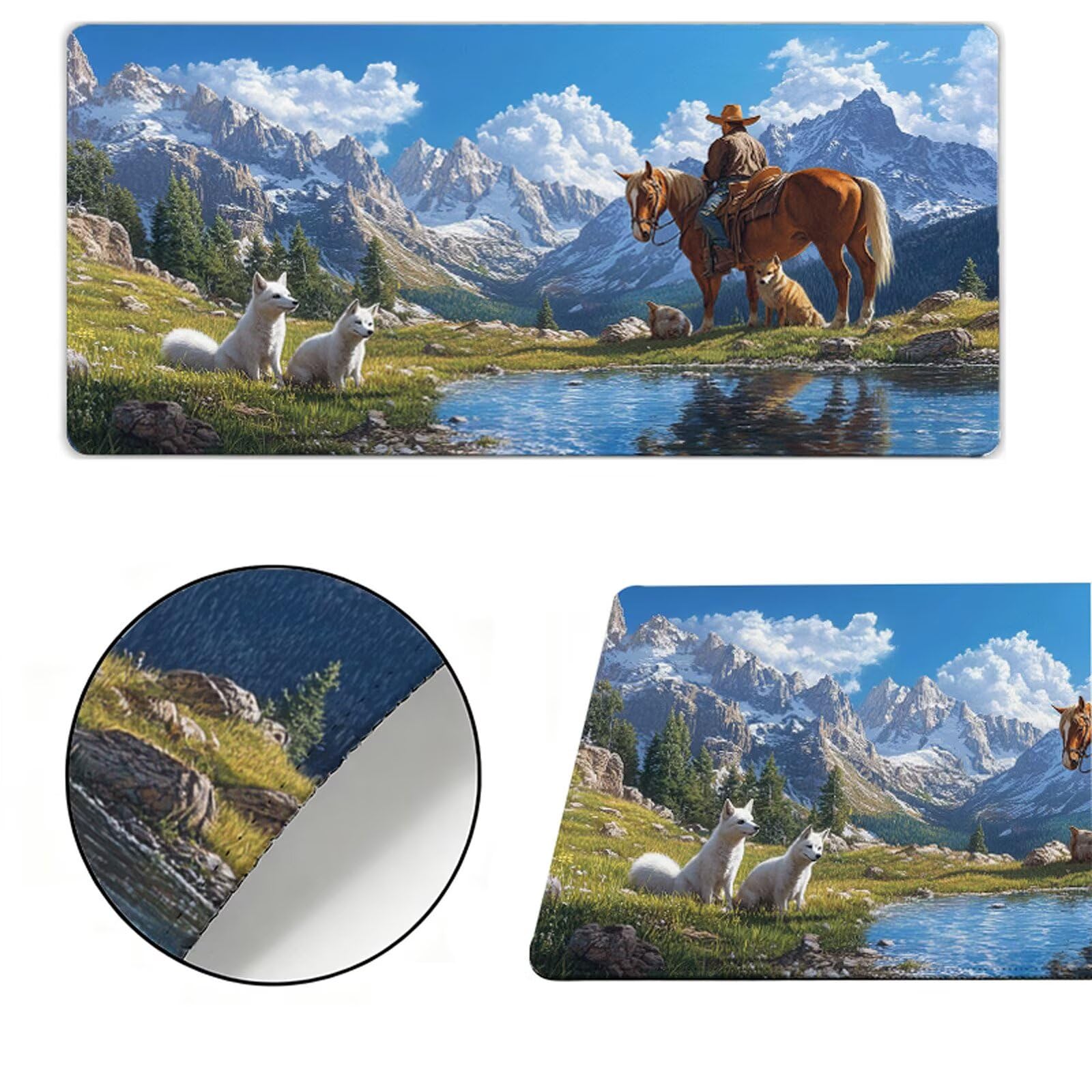 Podkładka pod mysz XXL 1200x600x3mm podkładka pod mysz koń lis poprawia precyzję i szybkość, wodoodporna antypoślizgowa, szyte krawędzie, akcesoria do gier, komputer biurowy, komputer Y7-897