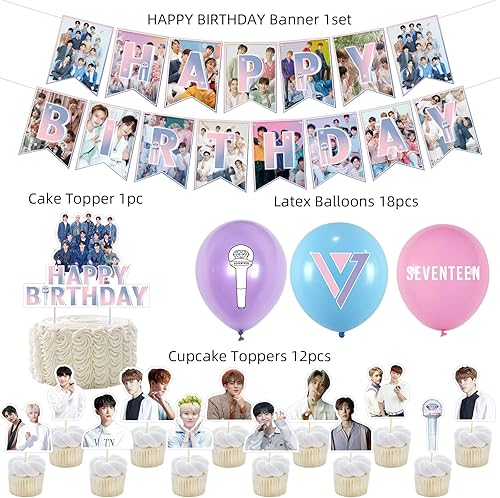 Miniatura 2 de Set de regalo de decoración de cumpleaños de diecisiete años, suministros para fiesta de cumpleaños de diecisiete, incluye 1 pancarta de cumpleaños,