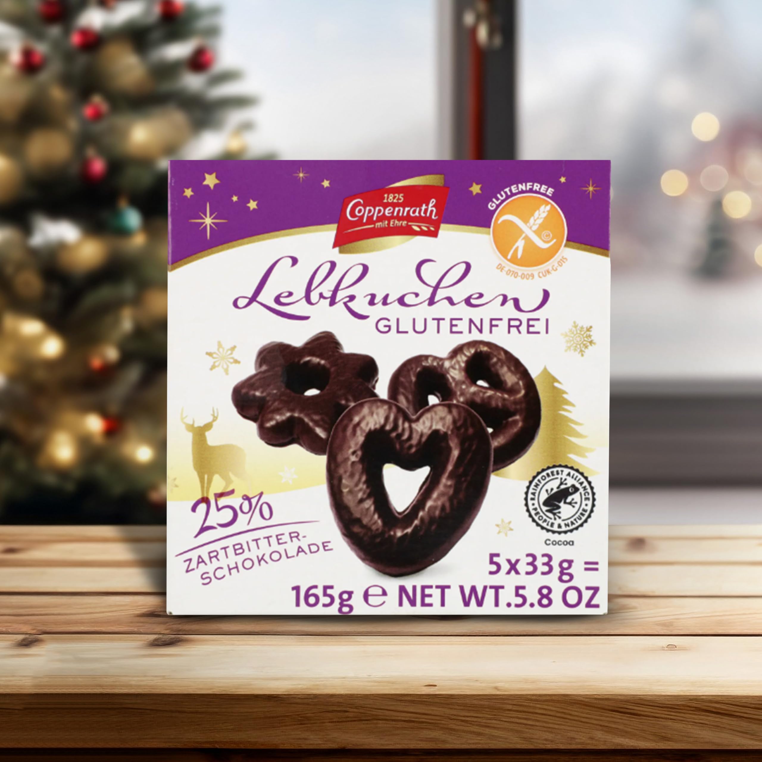 Coppenrath Glutenfreie Lebkuchen 165 g – Mit 25% Zartbitterschokolade überzogen – Weihnachtliche Gebäckspezialität für Zöliakie-Betroffene & glutenfreie Ernährung