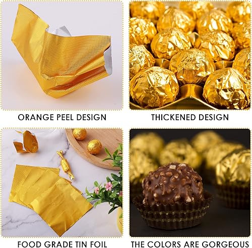 Miniatura 3 de 300 envoltorios de chocolate de lámina dorada, 3 x 3 pulgadas, papel cuadrado de aluminio dorado, papel de chocolate para bricolaje