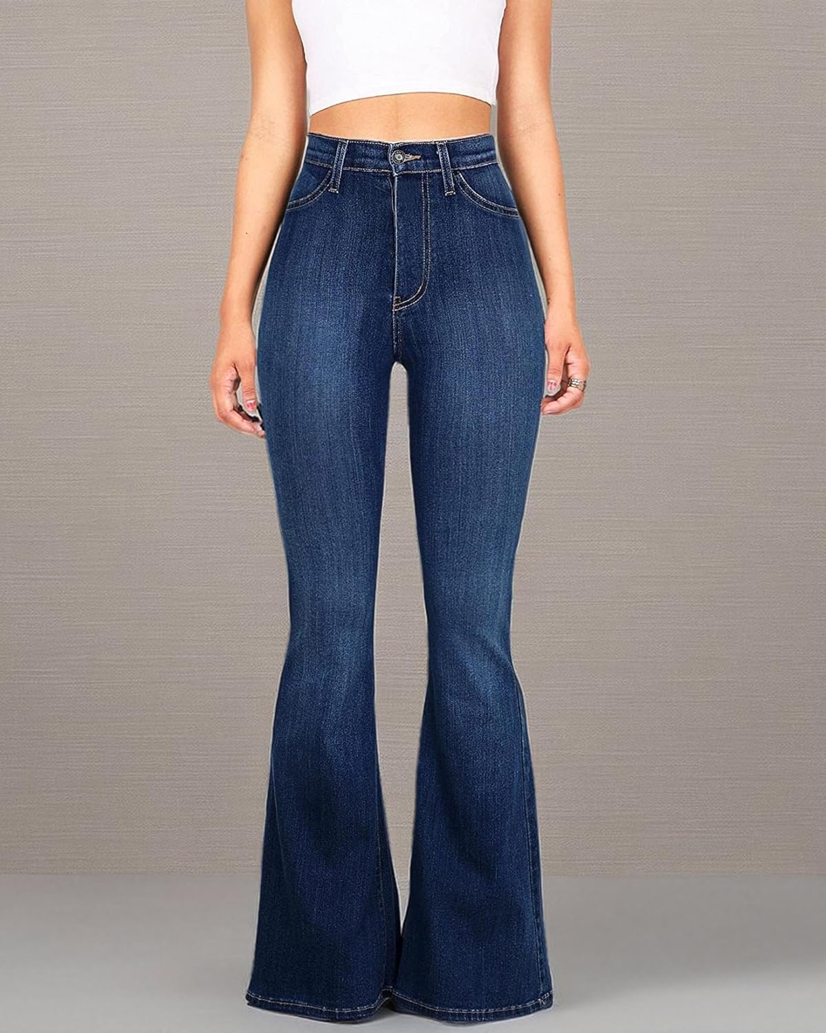 Skirt BL High Waisted Bell Bottom Jeans for Women Black Flare Retro Bootcut Stretch Wide Leg Denim Pants - Image 5