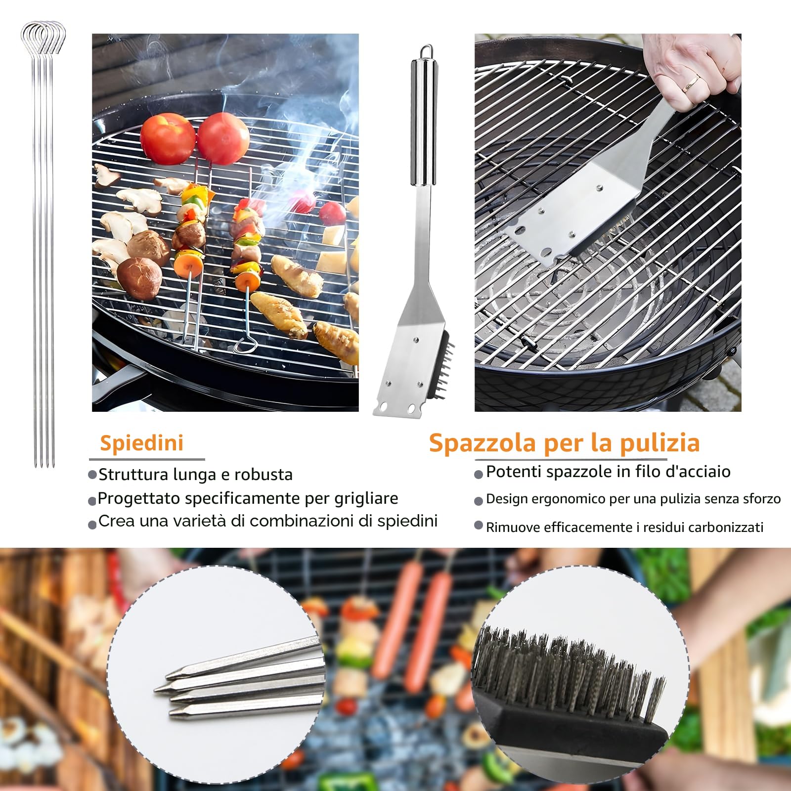 11Pcs Kit BBQ Accessori Barbecue Professionale In Acciaio Inox, Pratico Utensili Barbecue Attrezzi Con Borsa Portatile, Set Barbecue Accessori Regalo Uomo Cortile Campeggio All'aperto Cucina Picnic