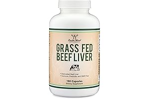 Double Wood Wholesome Wellness 100% Grass-Fed Beef Liver Supplement 1,000 mg, 180 Capsules