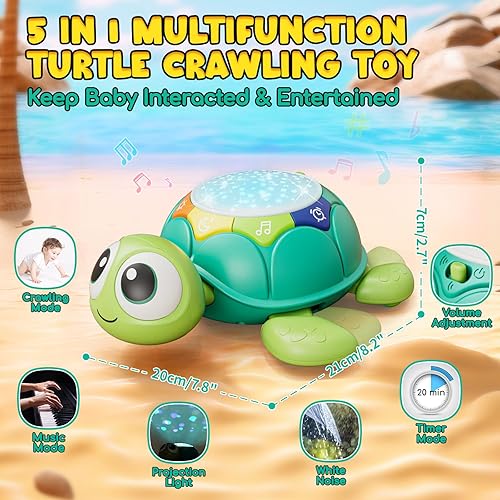 Miniatura 2 de Juguetes para bebés de 6 a 12 meses, juguetes de tortuga para gatear con luz y sonido, juguetes musicales para niños y niñas de 9 a 12 meses,