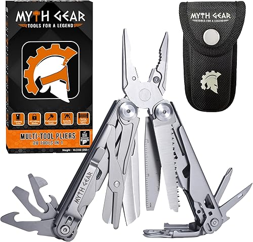 Juego de cuchillos y alicates multiherramienta 20 en 1 Multiherramienta portátil multiusos para equipo y equipo con clip de bolsillo Herramienta