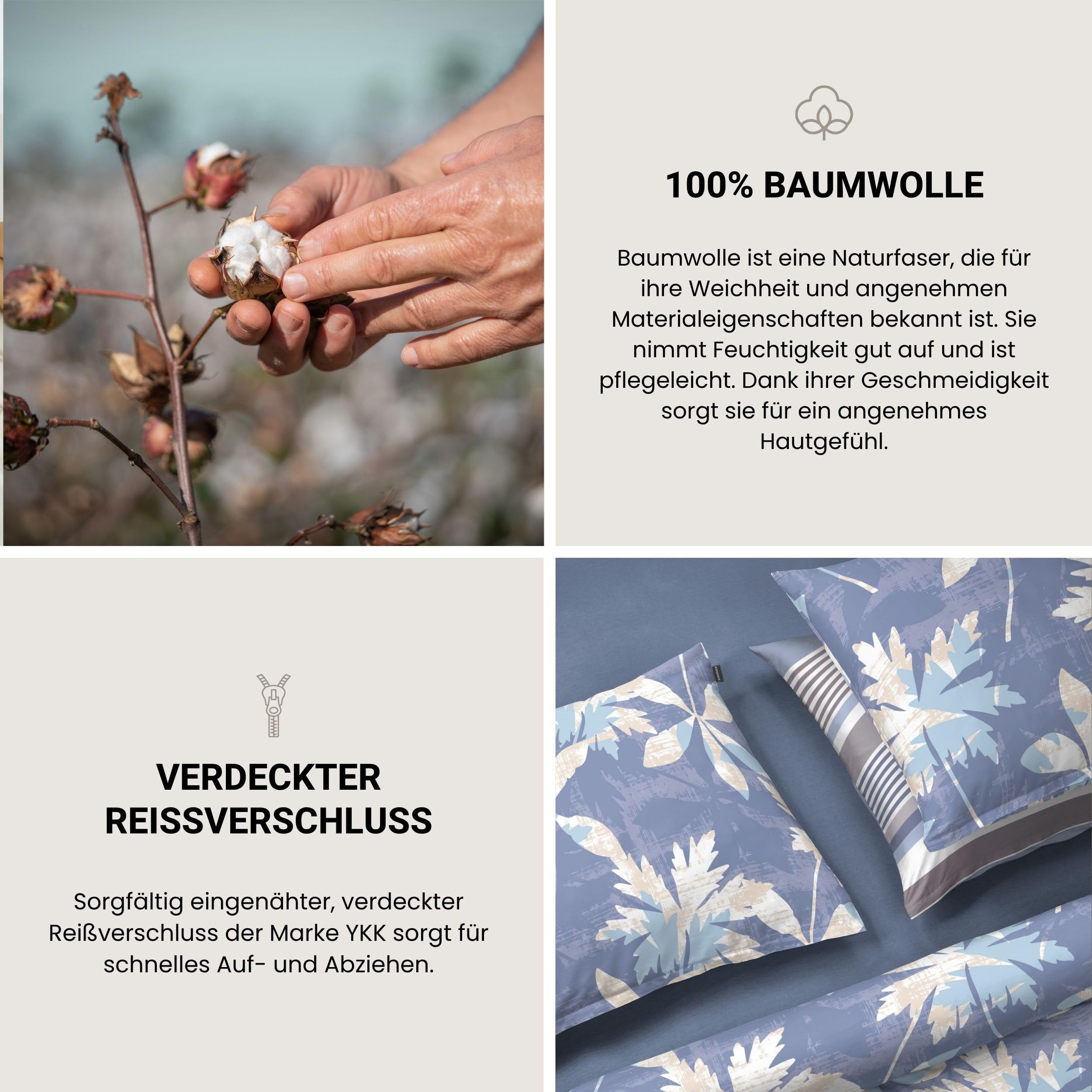 Schiesser Bettwäscheset Hoops | Baumwollsatin | 2-teilig | Gestreift | 100% Baumwolle | Seidig schimmernd & glatt | Oeko-TEX® Made IN Green | YKK-Reißverschluss | 135x200 cm + 80x80 cm | Blau