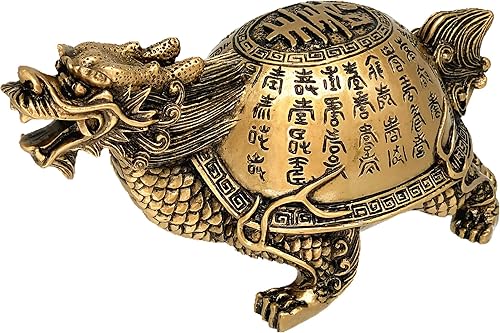 Miniatura 5 de Betterdecor Estatua de tortuga de dragón de Feng Shui Longevity para decoración de oficina en casa - 5 pulgadas de largo