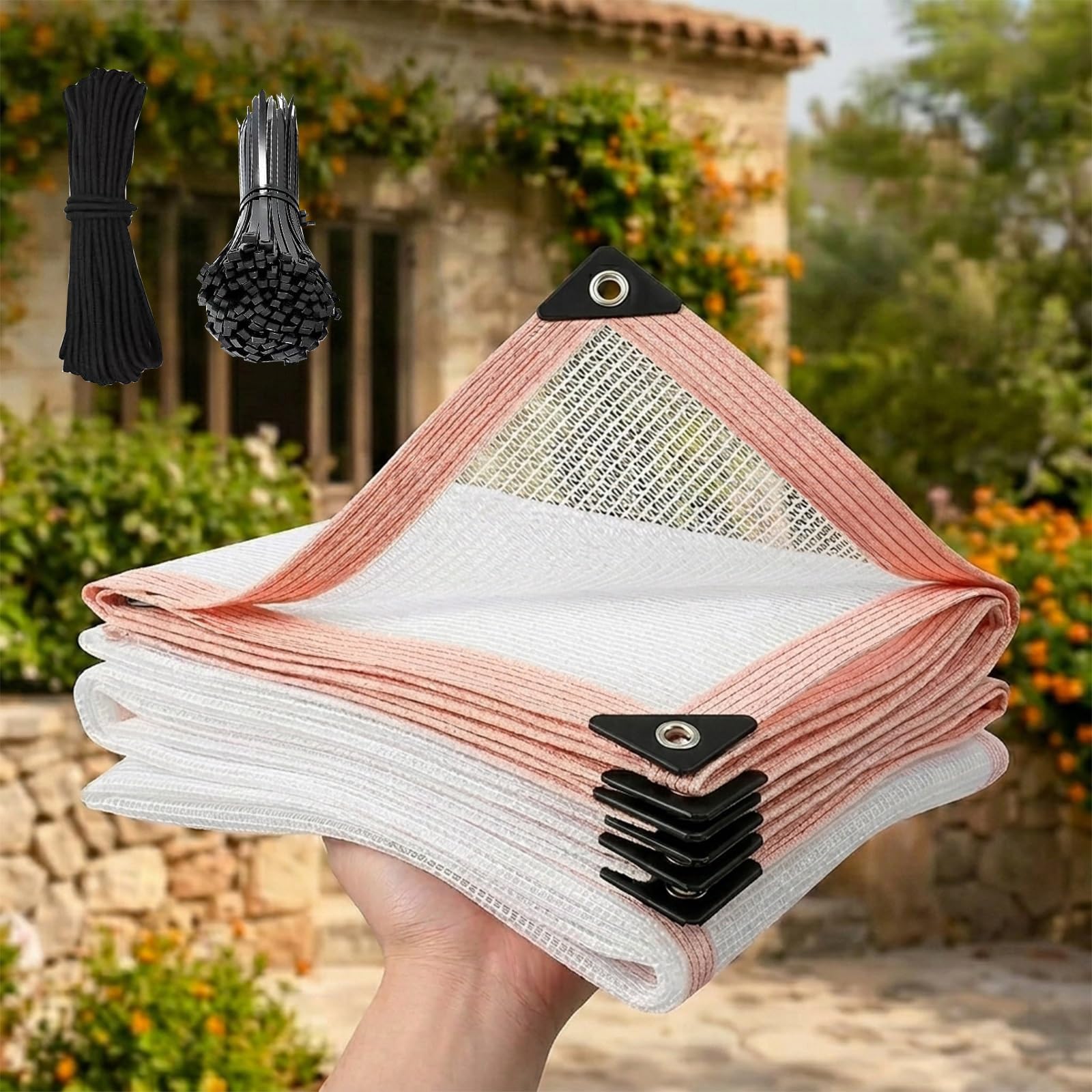 Filet d'ombrage avec oeillets pour ombrager une terrasse brûlante