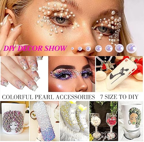 Miniatura 5 de 5600 perlas semicirculares de imitación con parte trasera plana para manualidades, 7 tamaños para manualidades, manualidades, joyería, zapatos,