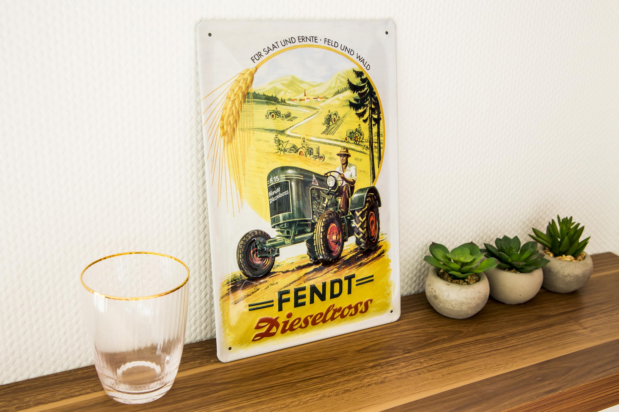 FENDT Dieslross, Tracteur – Plaque En Tôle Gaufrée De Haute Qualité, Plaque De Porte, Panneau Mural, Décoration D'atelier, Panneau Publicitaire Rétro, 30 X 20 Cm