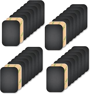 28Pack Universal Replacement Metal Plates Set, 65X45MM Mount Metal Plate with Adhesive for Phone Car Mount Holder,Rectangular Magnet Sheets for Phone Mountings,Black