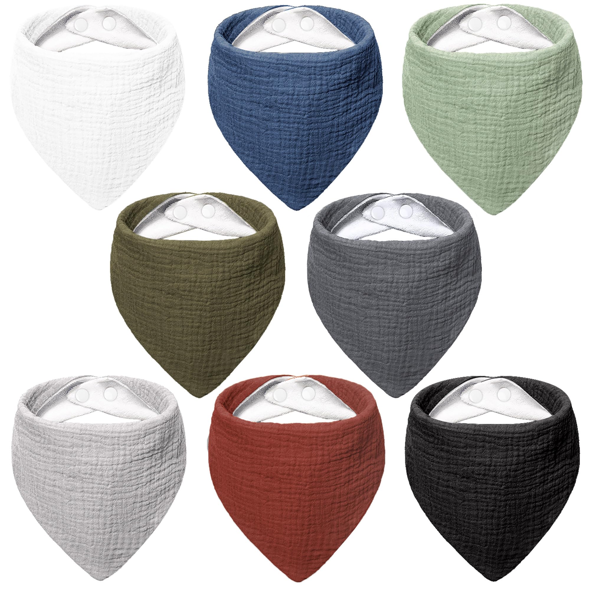 Bearmoss Lätzchen Baby Dreieckstuch Baby Musselin Halstuch Baby für Junge und Mädchen,100% Baumwolle Halstuch Baby Verstellbare 8 Stück
