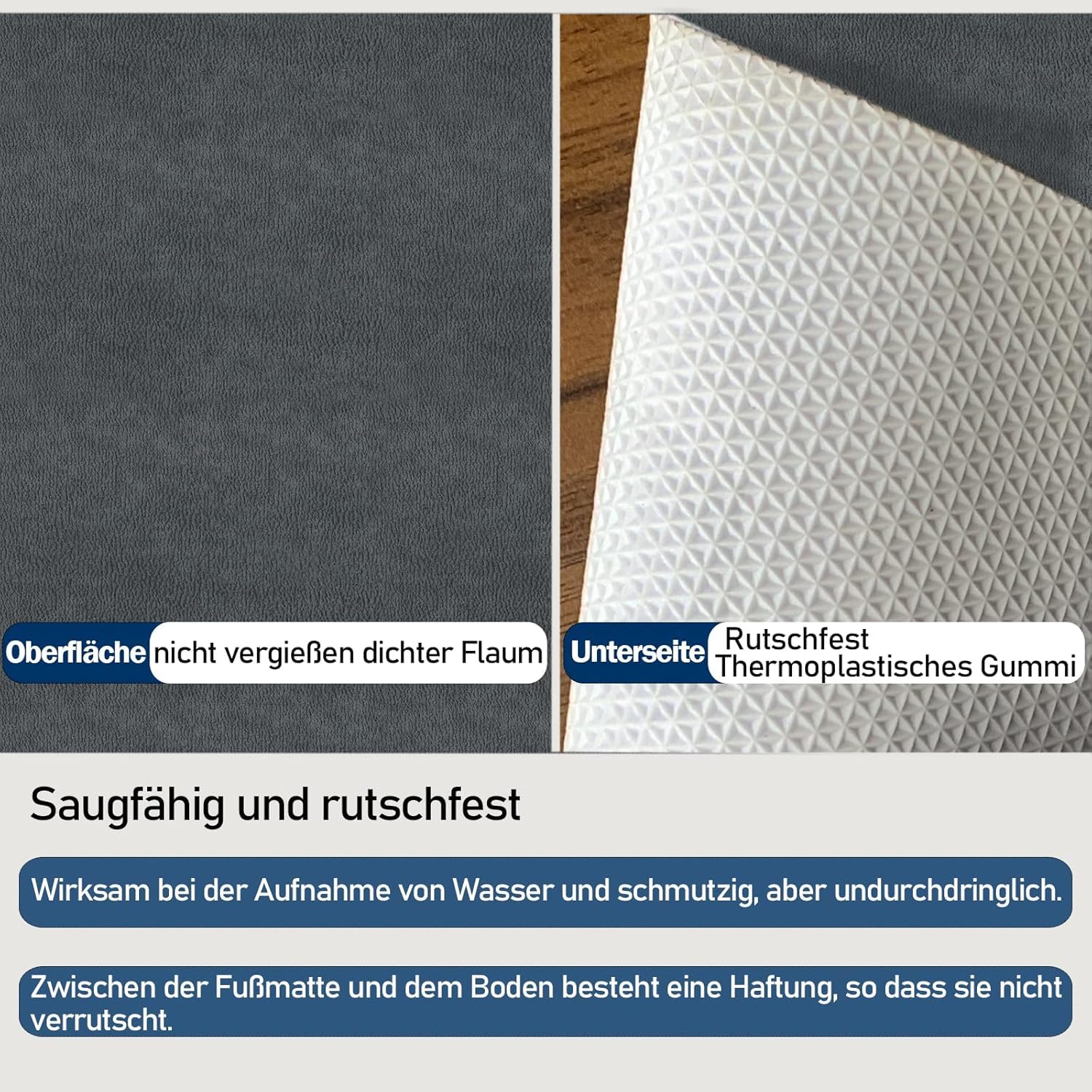 Zerbino per interni, 90 x 150 cm, lavabile, per torre d'ingresso, super sottile, antiscivolo, durevole, tappeto assorbente da cucina, grigio scuro